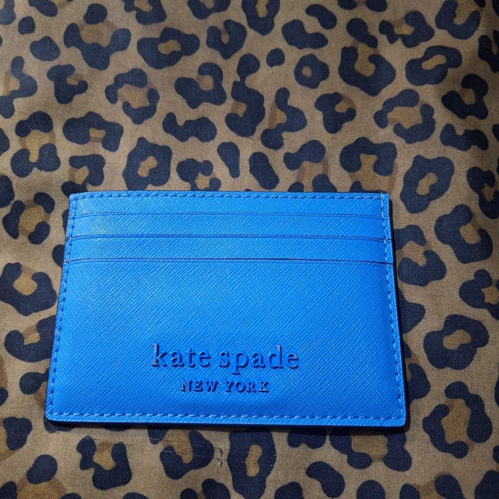 Kate Spade Electric Blue Card Case. 6 Card Slots And A Pocket. NWOT!!! - Picture 4 of 4